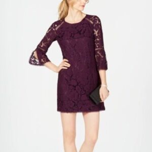 Vince Camuto Purple Lace 3/4 Sleeve Dress